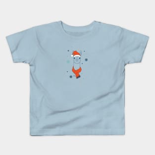 Llama in red hat and scarf Kids T-Shirt